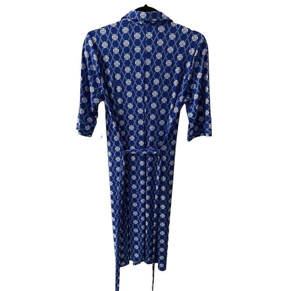 Laundry by Design Shirt Dress Women's 12 Bali Blue Printed Half Sleeve Belted - Picture 2 of 5